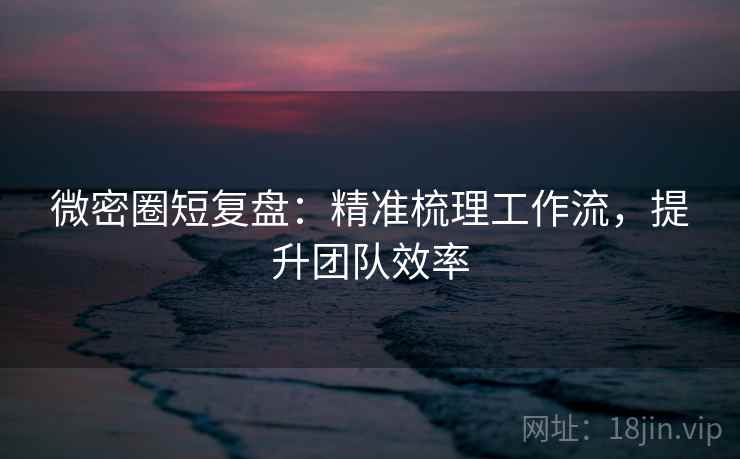 微密圈短复盘：精准梳理工作流，提升团队效率